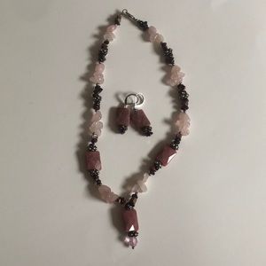 Stone necklace and Earring Set